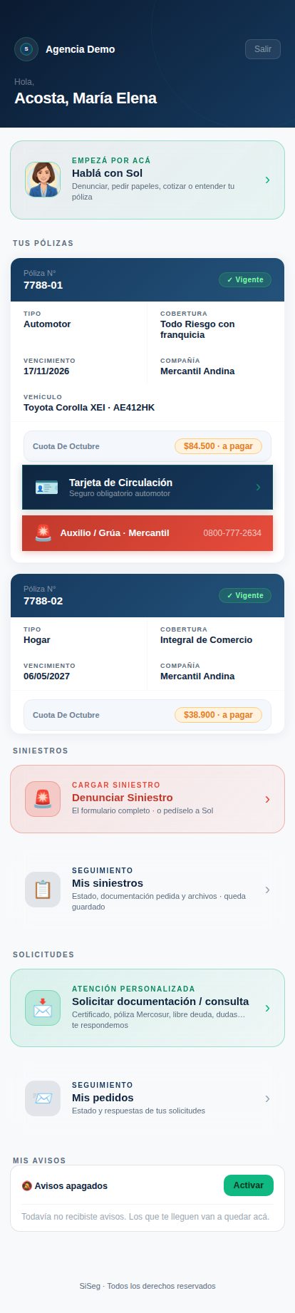 Pólizas en la app del asegurado